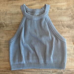 Aerie Superchill Seamless High Neck Bra Top , gray, medium